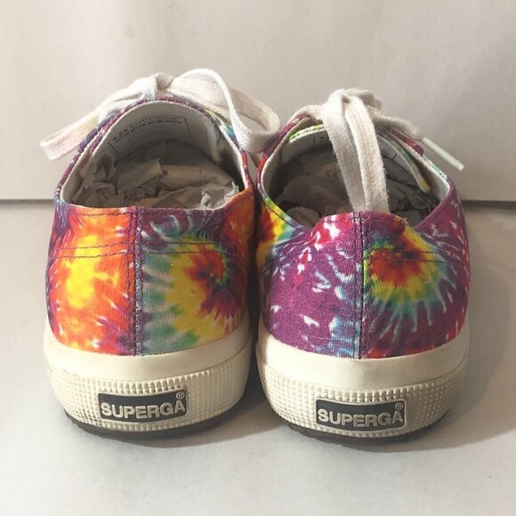 SUPERGA Rainbow Sneakers Unisex Size M7.5/W9 Red Multicolor Tie Dye  S11GJW - Picture 7 of 12